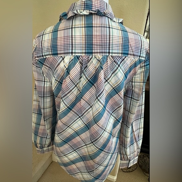 UNTUCKit MARGOT Blue White Green Plaid Button Down Shirt Long Sleeves Small - Picture 5 of 8